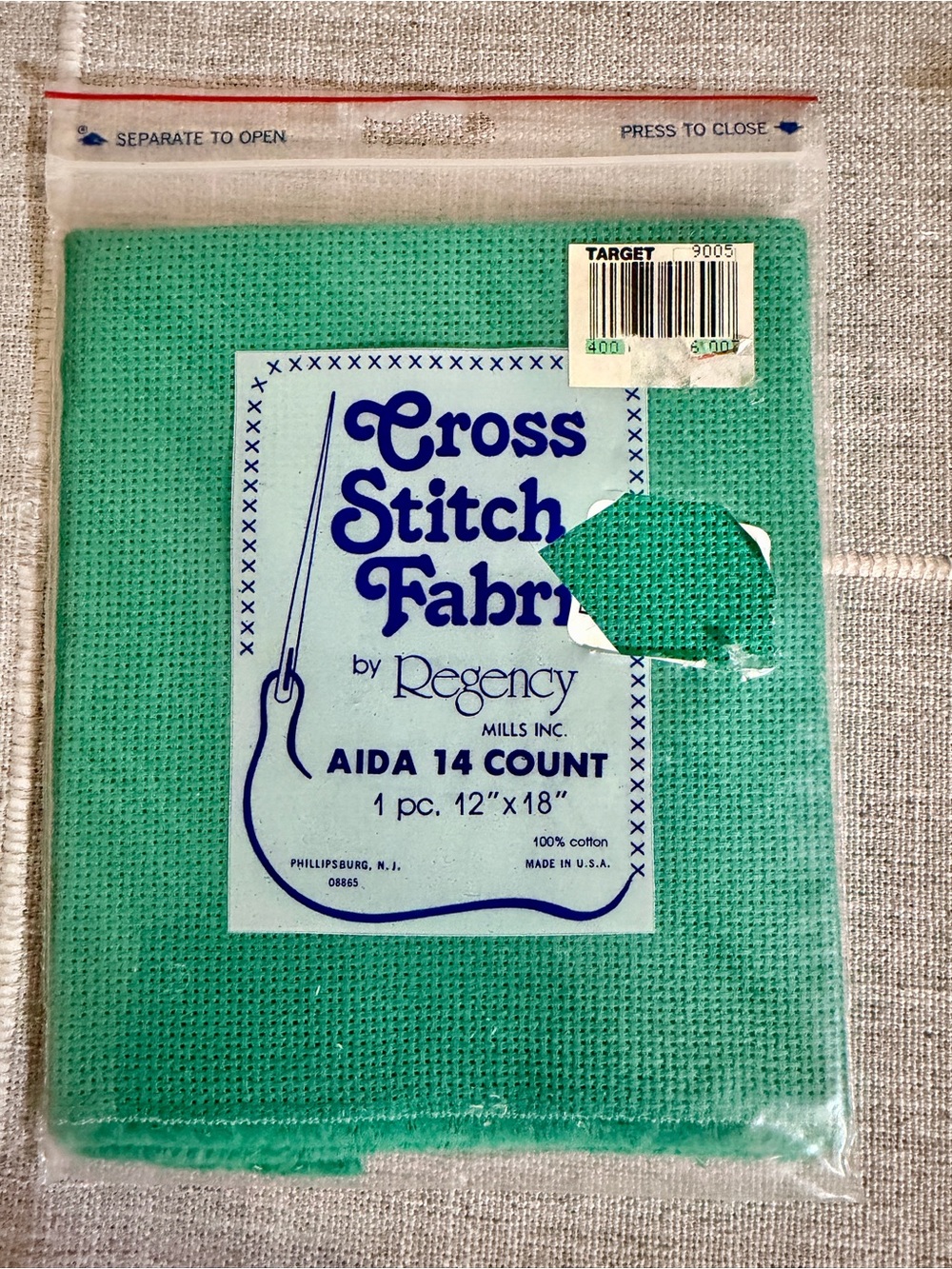 Regency Cross Stitch Fabric Aida 14 Count in Green